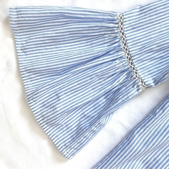 GAP Bell Sleeve Top Blue & White Striped w/Embroidered Appliqués Size XS (EUC) - Picture 5 of 11